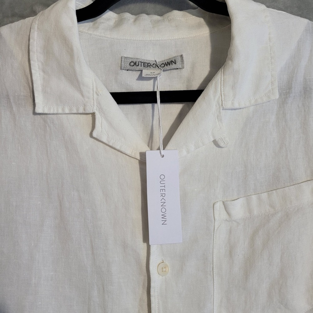 OuterKnown Baird McNutt Irish 100% Linen Button Down Short Sleeve Shirt Sm White - Picture 5 of 9